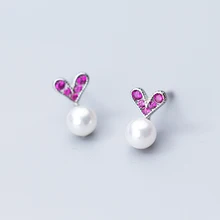 MloveAcc элегантный 925 пробы сердце серебряные серьги с жемчужиной оболочки для Для женщин милые подарки для Дорогая Девочка