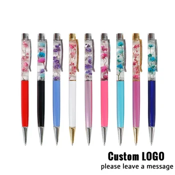 

Luxury Crystal Gel Pen Cute Flow Foil Metal Pens Kawaii Flower Pen Creative Free LOGO Writing Statonery Special Letter Customize