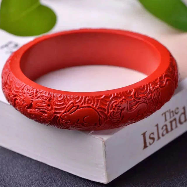 Kyszdl Natural Red Cinnabar Carving Zodiac Pattern Bracelet Fashion Kyszdl Natural Red Cinnabar Carving Zodiac Pattern Bracelet Fashion Women Auious Jewelry Whole