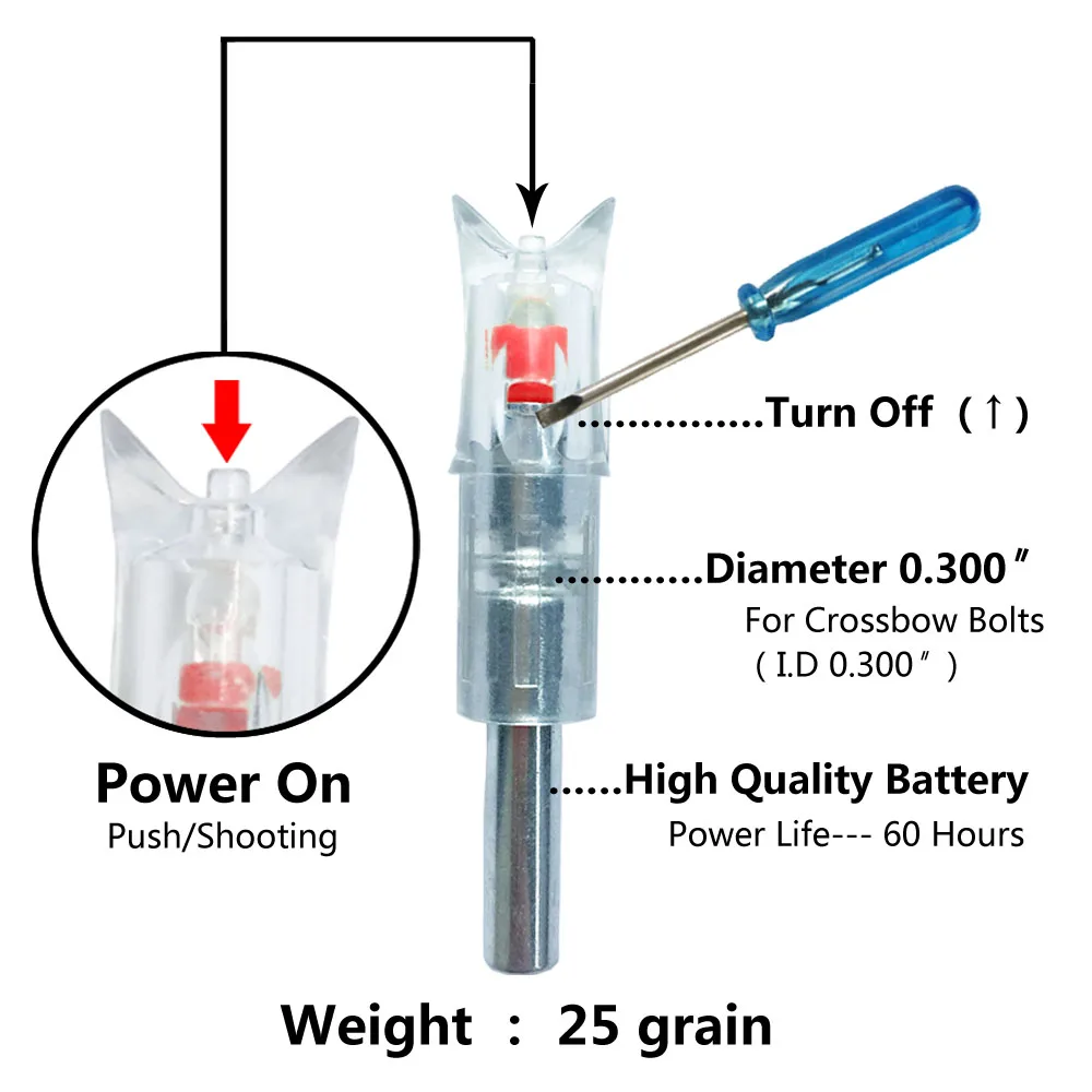 3, 6 штук в партии, автоматически освещенные Охотный арбалет с употреблением желтого зубчика-стрелка носовой тетива активированный Охотный арбалет с употреблением желтого зубчика-болтов Nock-Рогатка со светодиодом, материал-Nock для ID7.6mm вал стрелка