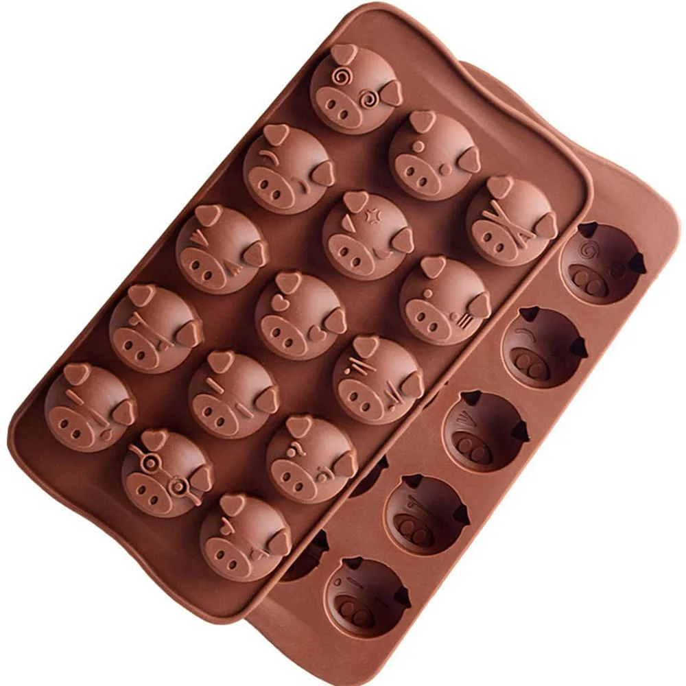 15 Holes Funny Pig Shaped Silicone Mold Soap Candy Fondant Chocolate ...