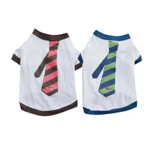 New Summer season Vogue Pet Canine Cat Traditional Print Bow Tie T-shirt Pet Cotton Shirts Pet Garments