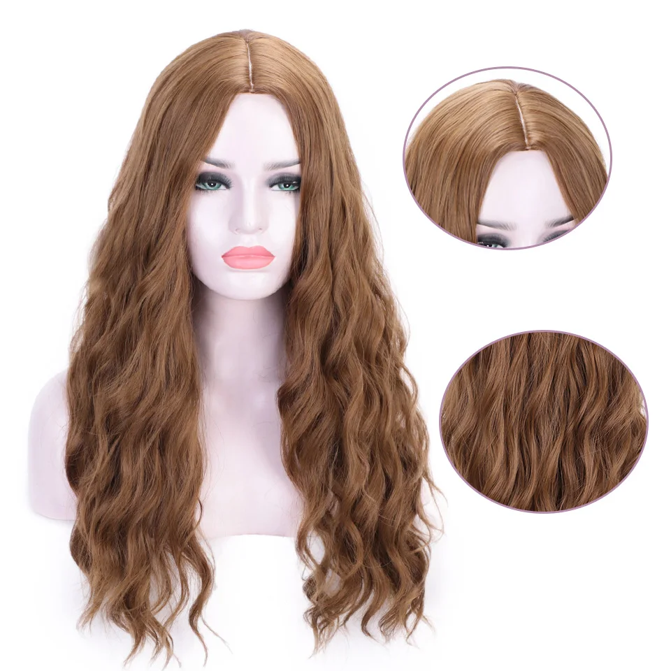 AISI HAIR 26 дюймов волна воды синтетические парики смешанный коричневый цвет длинный парик для женщин афро-американский средняя часть натуральные волосы