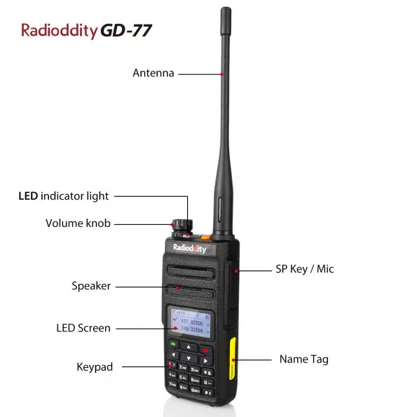 2 шт. Radioddity GD-77 Dual Band Dual Time slot DMR цифровой аналоговый двухстороннее радио 136-174 400-470 МГц Любительская иди и болтай Walkie Talkie с кабелем