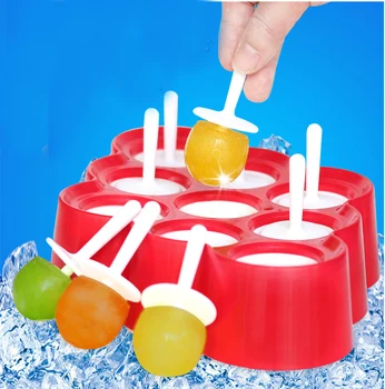 

New Silicone Mini Ice Pops Mold Ice Cream Ball Lolly Maker Popsicle Molds With 9 Stickers