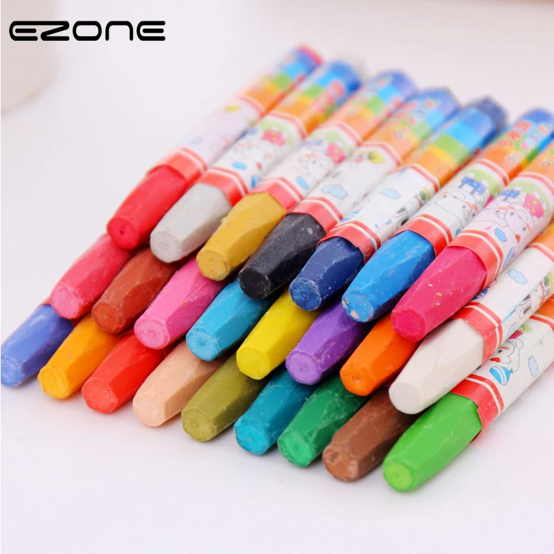 EZONE Six Angles Oil Pastels Non toxic Wax Crayon 12/24/36Colors Kids