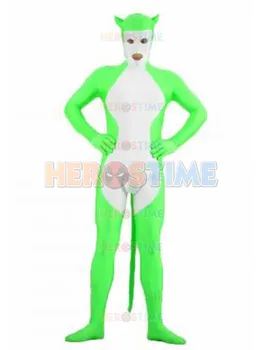 

Green & White Spandex Catwoman Style Superhero Costume the most popular fullbody halloween cosplay costumes