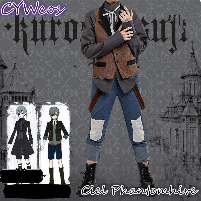 

Black Butle Ciel Phantomhive Little Devil and Plebeian Cosplay Costume Daily Uniforms Fashion Suits Vest+Shirt+Pants+Hat