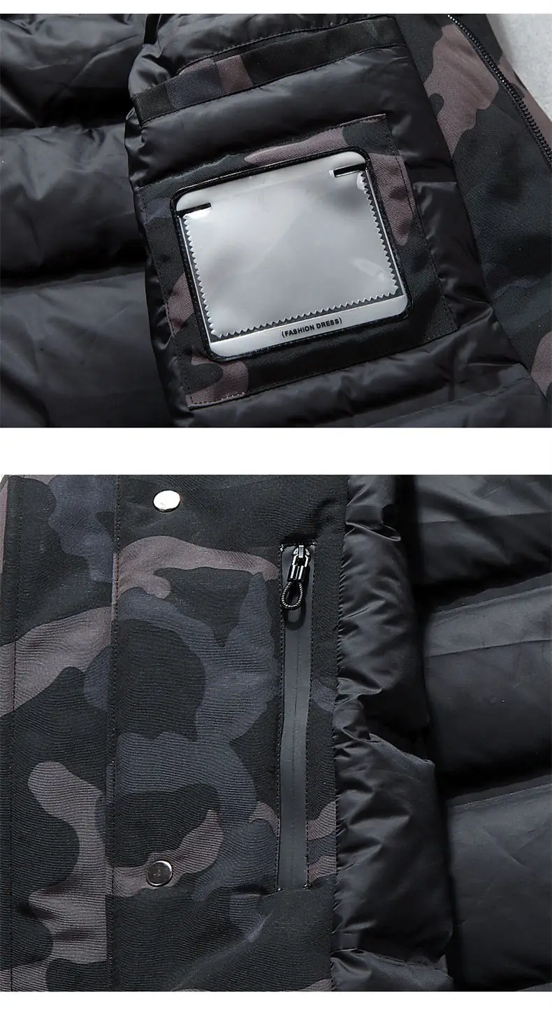 VSD Warm Winter Down Jacket Windproof Hooded Collar Men's Parka Male Big Coat Smart Casual Covered Button (10)