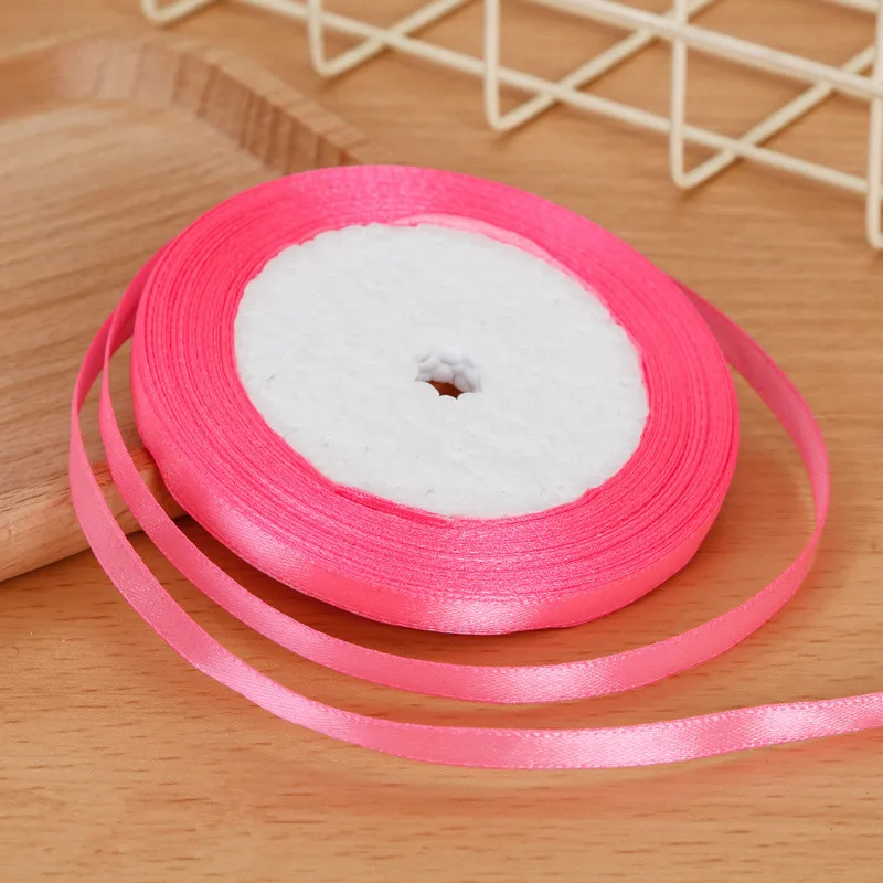 Peach pink 25 ярдов/рулон атласных лент Свадебные украшения для рождественской вечеринки ручной работы бант ленты для поделок Открытки Подарочные упаковочные принадлежности - Цвет: Peach pink