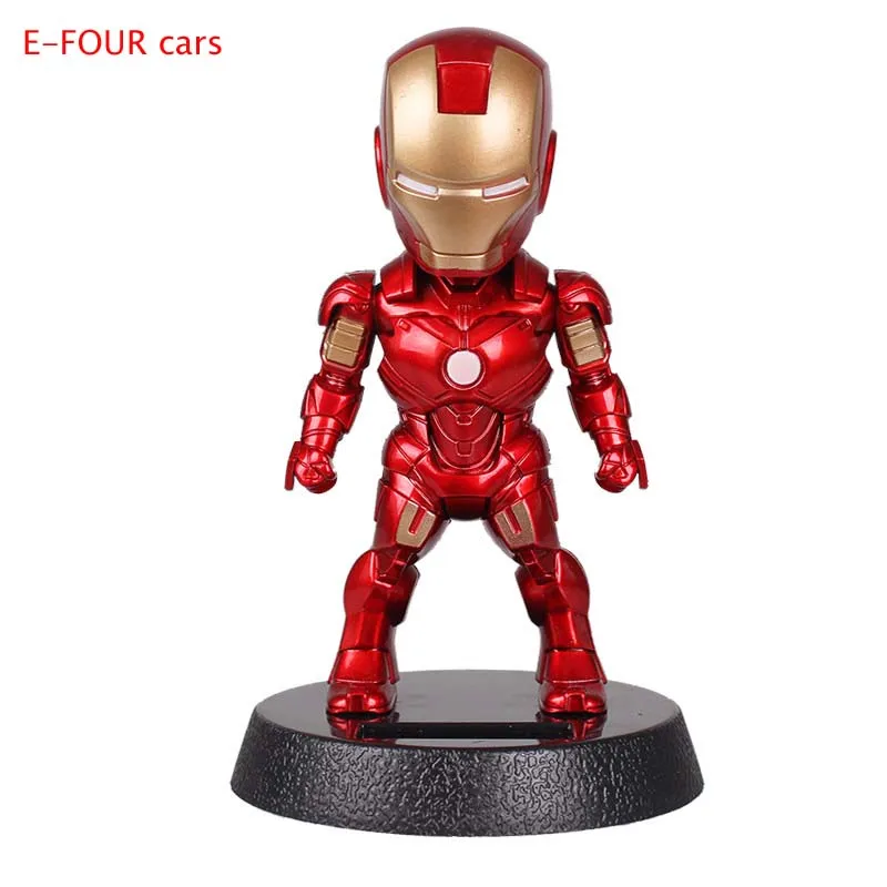 

E-FOUR Car Decoration Cute Doll Captain A Iron Man Shaking Head Toy Cartoon Car Ornament Interior Decoration Solar Dancing Cars
