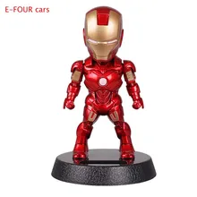 E-FOUR Car Decoration Cute Doll Captain A Iron Man Shaking Head Toy Cartoon Car Ornament Interior Decoration Solar Dancing Cars
