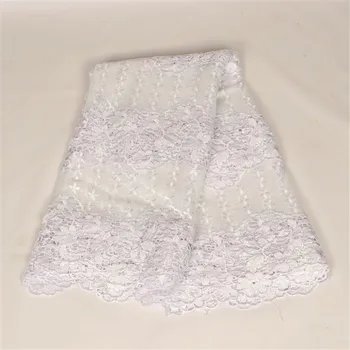 

5 yards African Net Lace Fabric Voile Lace Embroidery and Rhinestones Cord Lace 6 Colors Hk24-2
