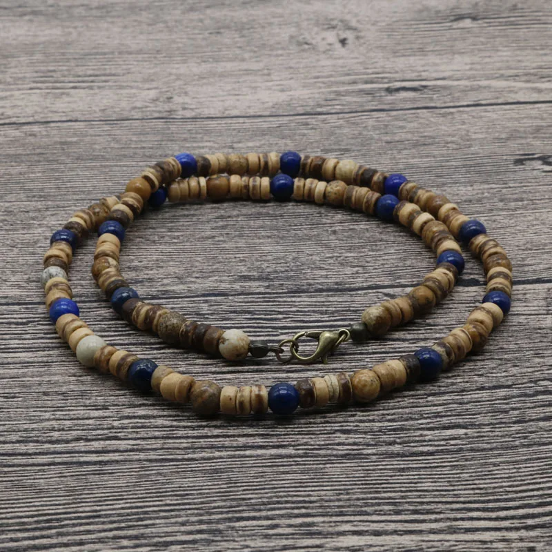 2018 Vintage Tribal Jewelry Men Beaded Necklace Lapis Lazuli Coconut Shell Necklace For Men Best Friend Gift For Him AU-01 - Image 2