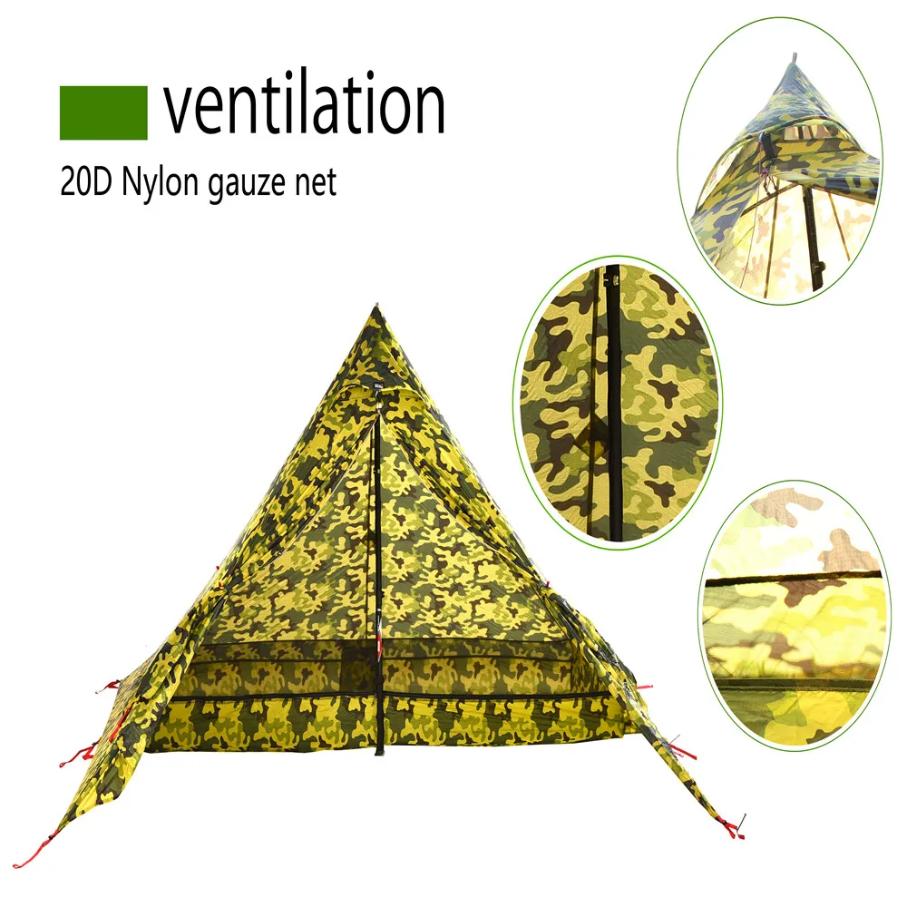 2.0LB Сверхлегкий альпинистский тент 2~ 3 человек 4 сезона 15D нейлоновый двухсторонний Силиконовый водонепроницаемый 3000 мм палатки для кемпинга