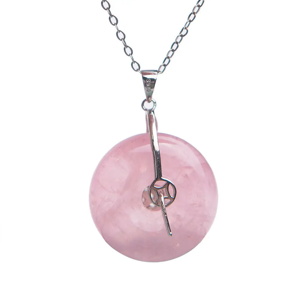 

Natural Rose Quartz Pink Necklace Pendant Crystal Women Men For Anniversary Party Gifts 25x25x10mm Gemstone Water Drop Pendants