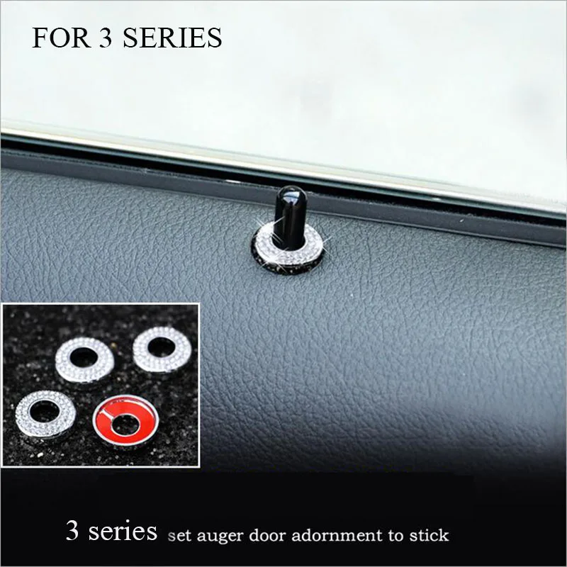 4PCS Diamond alloy New Chrome Car Door Lock Knob Grommet Ferrule Covers