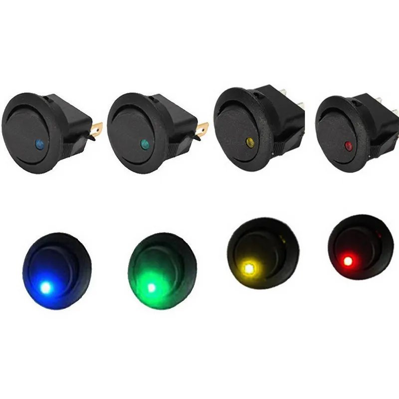 

5PCS/Lot 12V LED Dot Light Car Boat Round Rocker ON/OFF SPST Switch