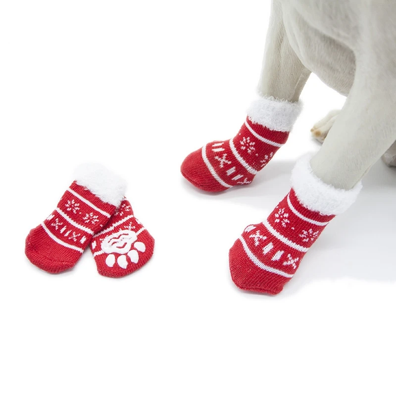 Милые домашние и уличные водонепроницаемые носки для домашних животных, носки для нового года, носки для носки, теплые рождественские носки для домашних животных, подарок