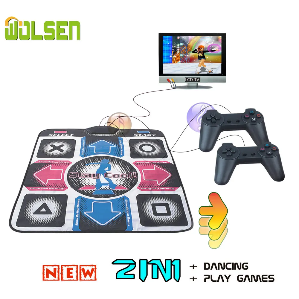 

WOLSEN Non-slip & Non-toxic Single Dance Mat Playing TV Dancing pad 2 IN 1 With 60 Songs and 76 games for 8 bit Exercise pad