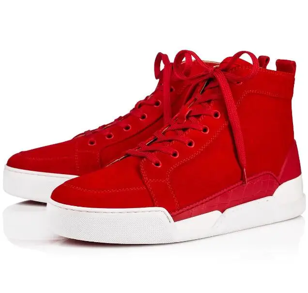 

Moraima Snc High Toe Red Suede Lace up Men Sports Flat Shoes Sneakers Round Toe Fashion Leather Loafer Casual Shoes