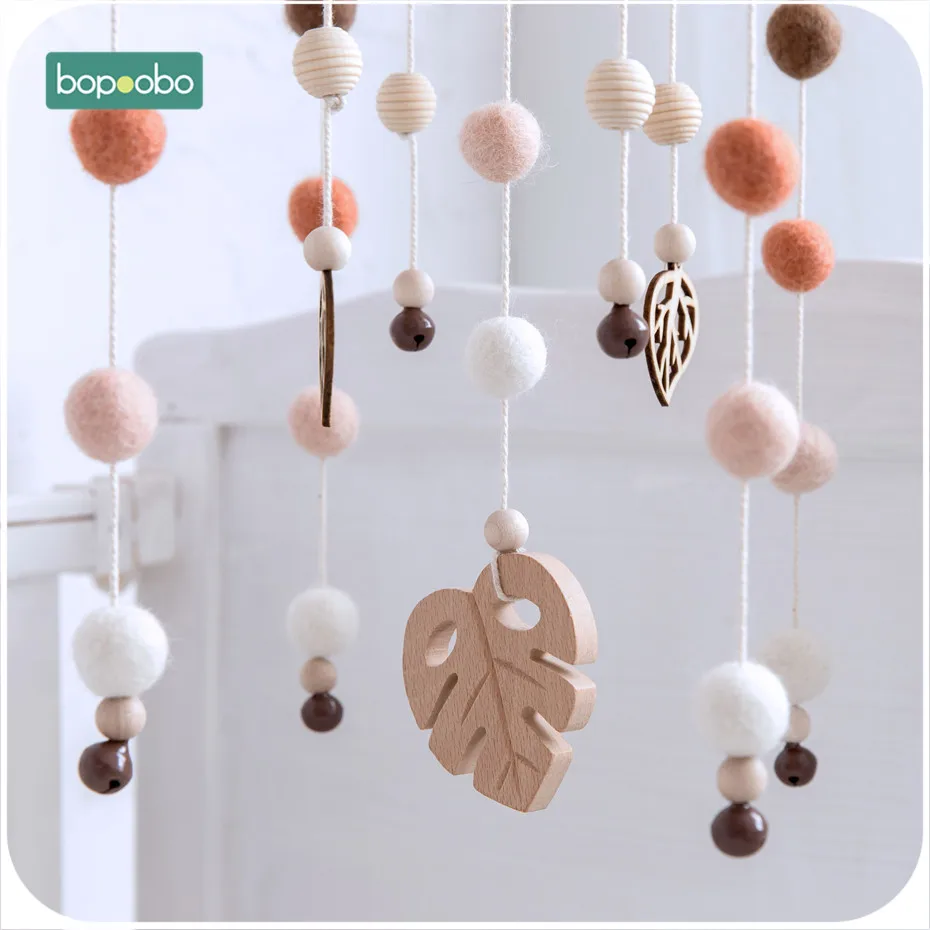 Bopoobo 1 набор силиконовых бусин для малышей, передвижные погремушки для птиц из бука, гирлянда из шариков, детская кровать, подвесной декор, детские товары для кормления