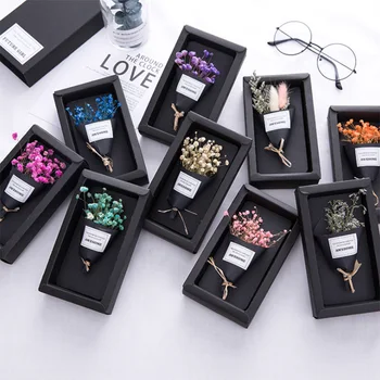

9 Kind Starry Bouquet Cowhide Soap Flower Gift Box With Black Card Gypsophila Dried Flower Women Valentine's Day Creative Gift
