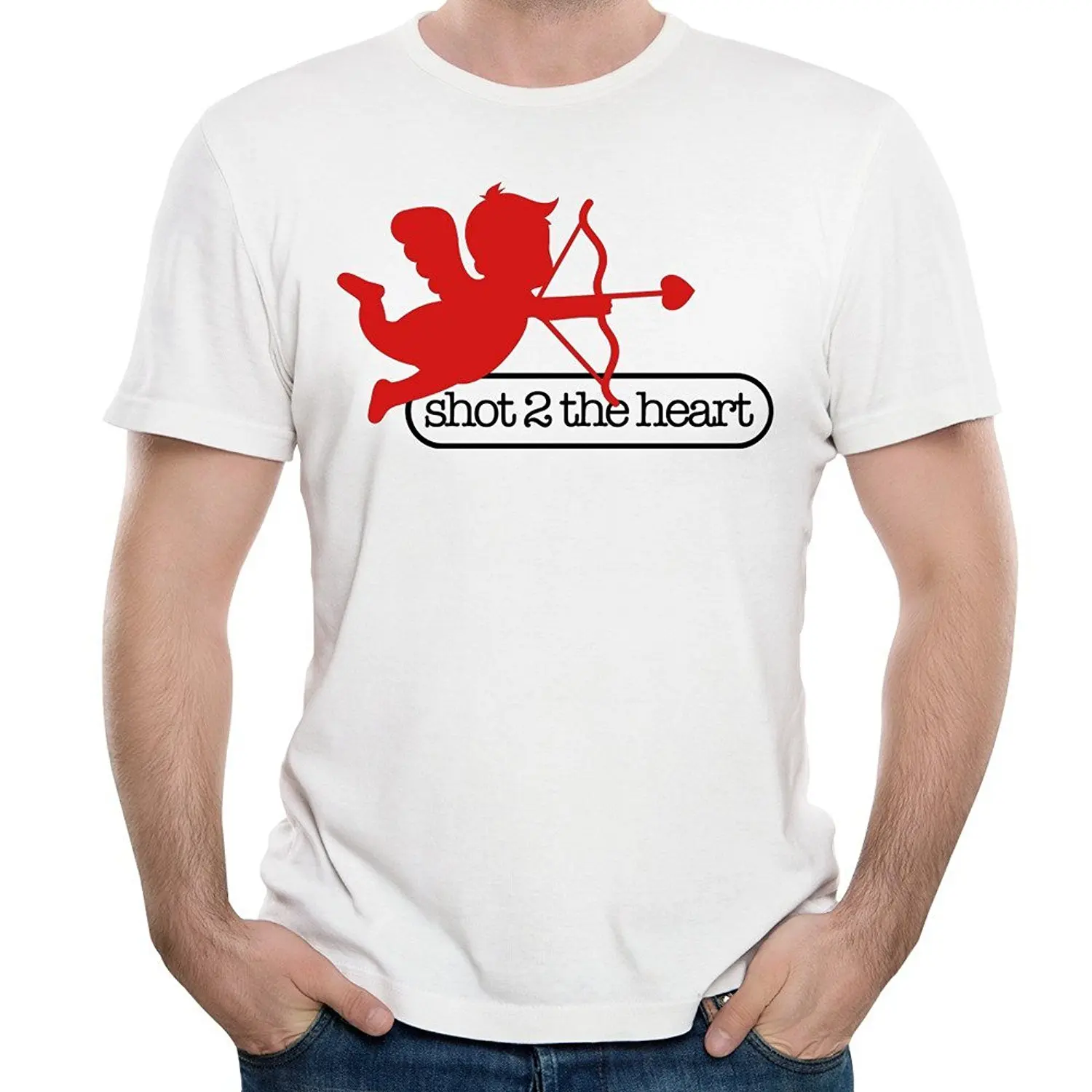 Short Sleeve T Shirt Funny Print Men'S Shot To The Heart Cute Cupid