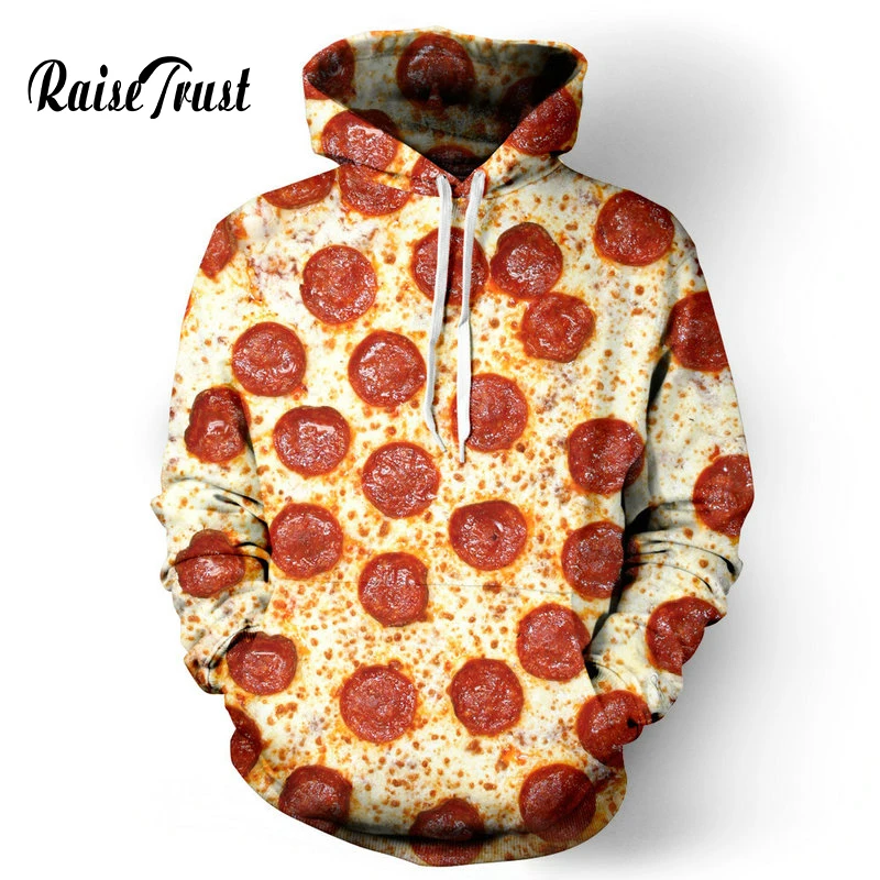 Raise Trust New Arrival Unisex Hoodies 3d Print Sausage Pizza Hooded Fashion Sweatshirt for Women/Men Harajuku Street Wear