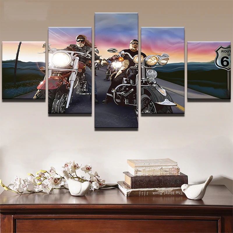 5 Motorcycle Motorcycle Racing Race Sports Painting Wall Art Modern