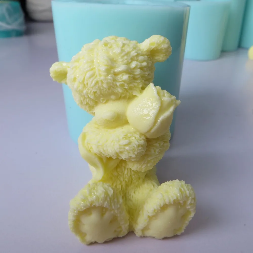 Силиконовая форма PRZY Mol для помадки Симпатичный 3d Медведь тедди с искусственным