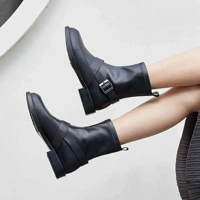 En L09 British Bout Chelsea Sangle Noir School Krazing Marque Pot Véritable Boucle Femme Cheville Rond Femmes Jeune Bottes Preppy Cuir qxgwfBE