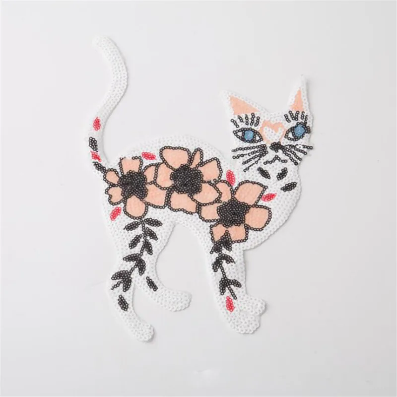 1Pc Fashion Sequins Cat Patches For Clothing Shoes Bags Sequined Iron