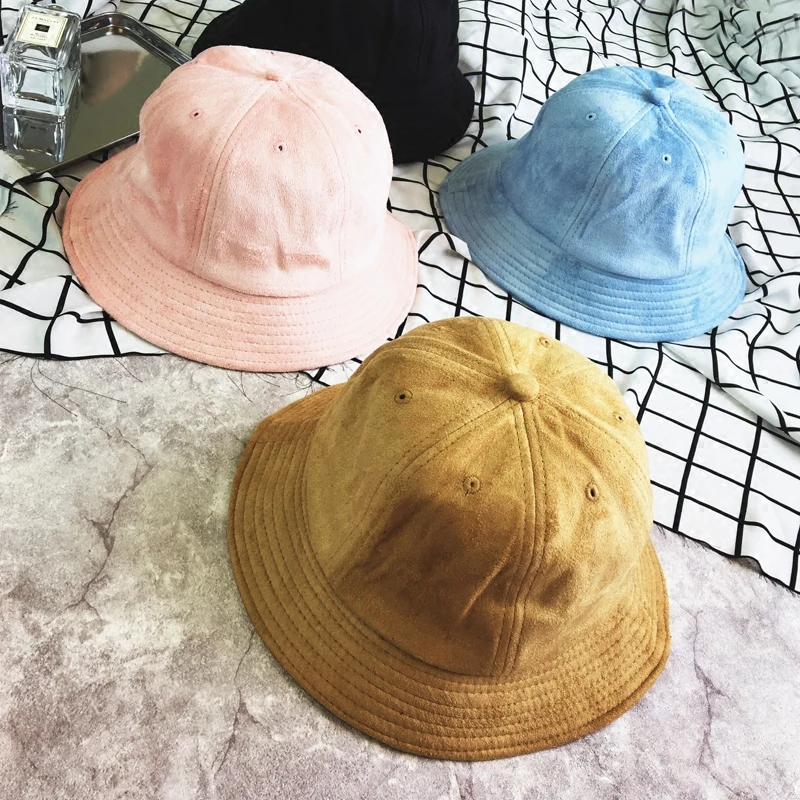 

[La MaxPa] 9 Colors !! High-end Summer Solid Color Fisherman Suede Bucket Hats for Men Panama Women Hat
