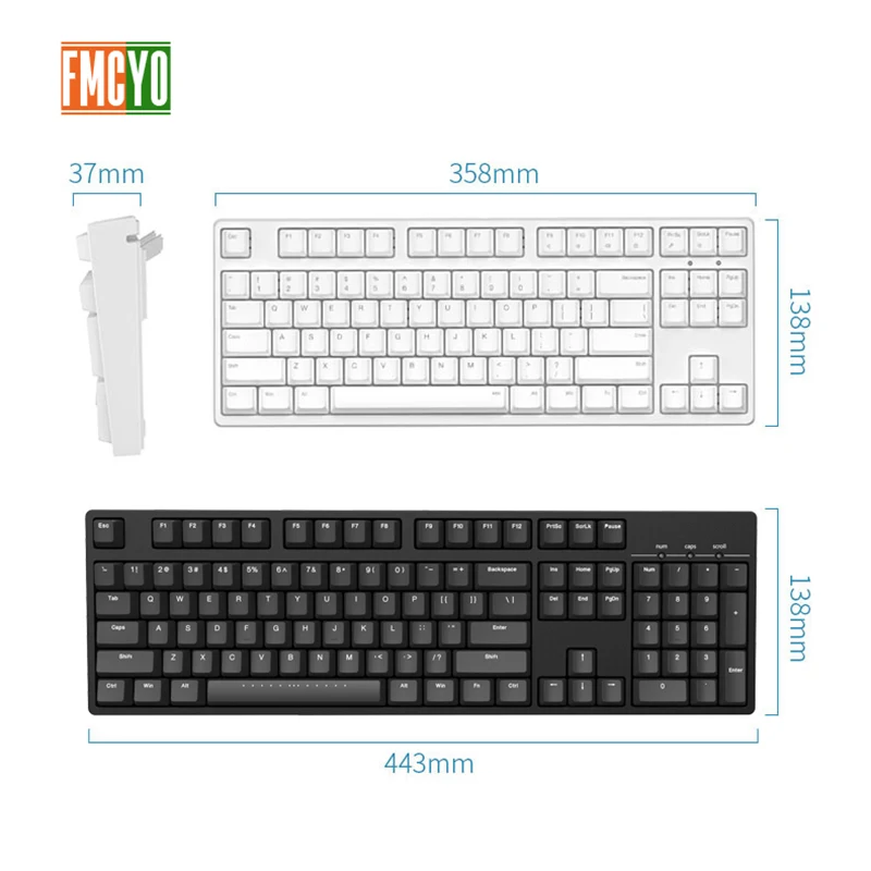 FMCYO механическая клавиатура без ключа C87 клавишные колпачки из ПБТ Cherry MX Silver wwwitch