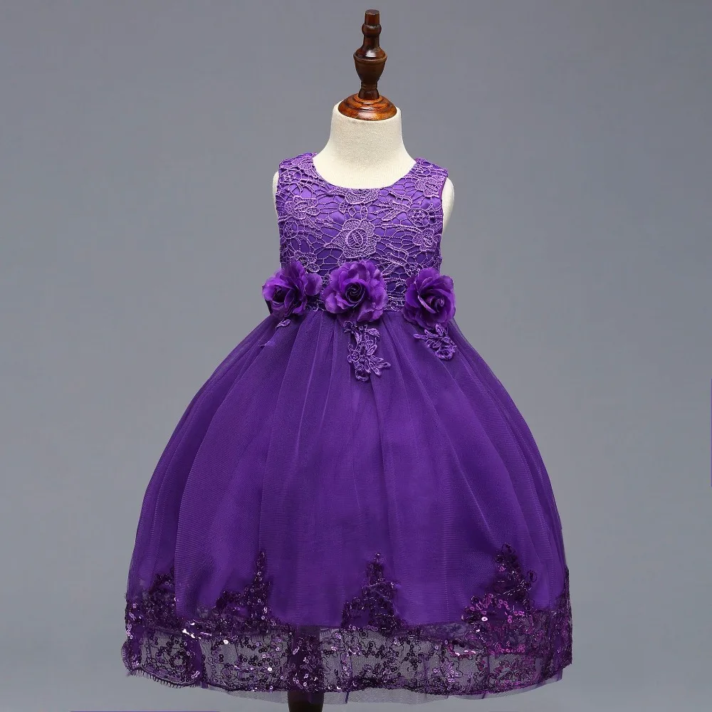 Индивидуальные аппликация Паффи для девочек в цветочек платья слоистых флаттера рукава немного бальное платье для девочек в возрасте От 2 до 14 лет