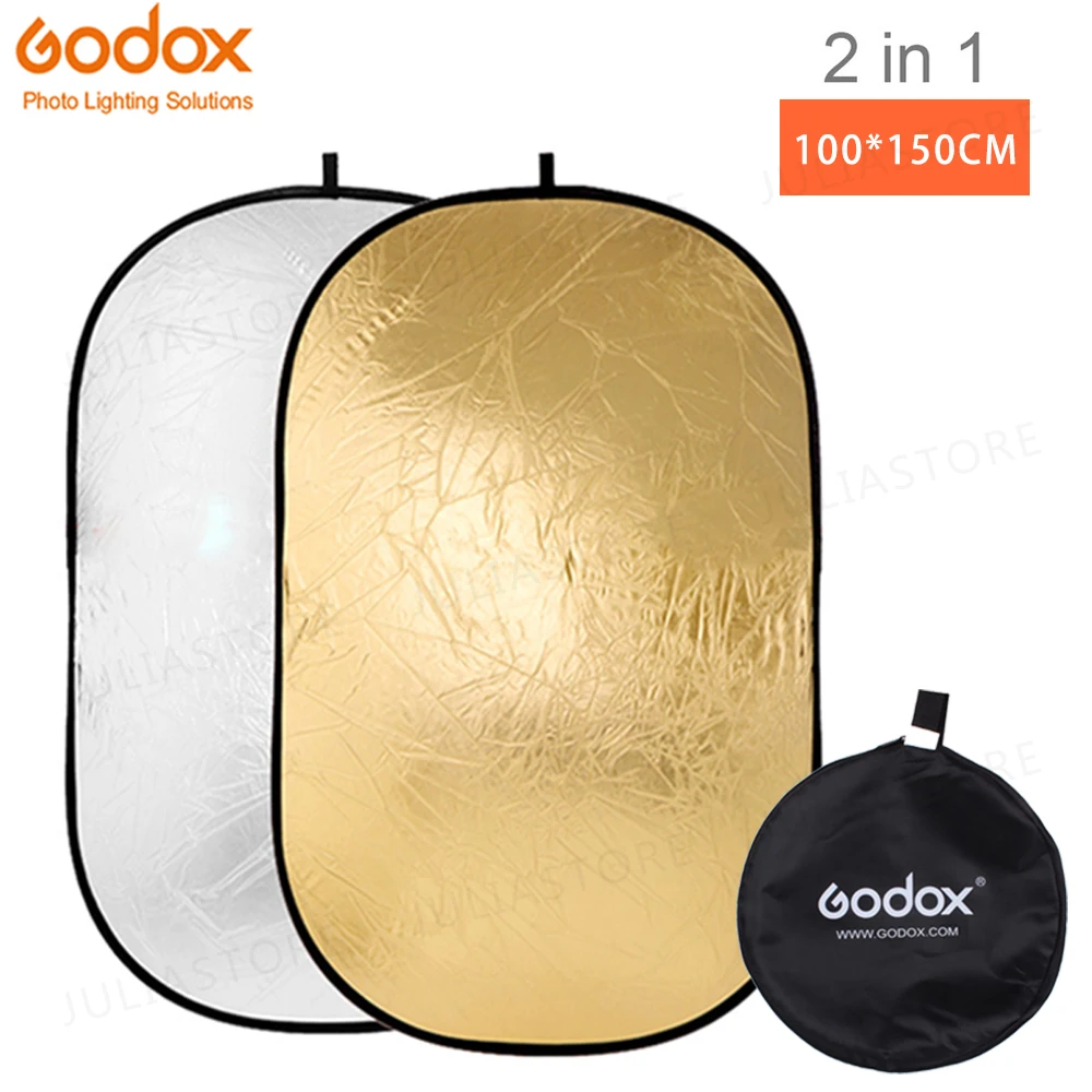 

Godox 100*150cm 2 in 1 Portable Collapsible Light Oval Photography Reflector for Studio Multi Photo Disc Diffuers
