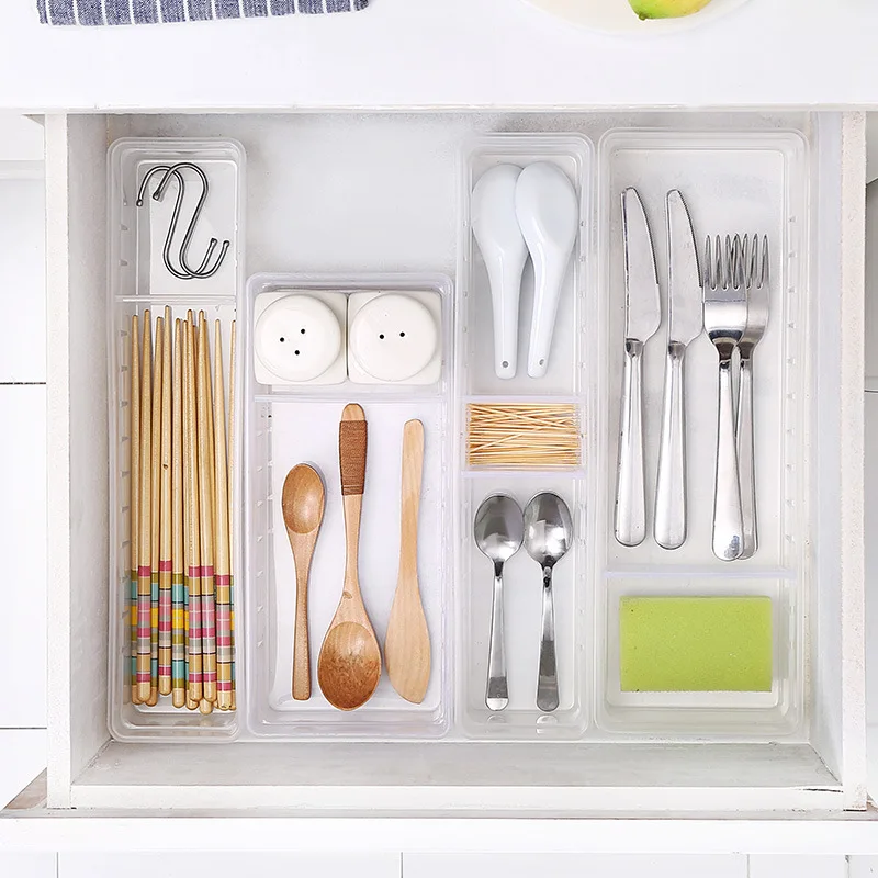 

Adjustable Drawer Organizer Box Kitchen Clapboard Drawer Divider Storage Container Makeup Tableware Household Storage Shelf