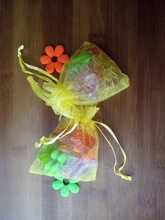 500 unids amarillo del regalo del organza bolsas 11×16 cm bolsos de fiesta para las mujeres evento casarse bolso de Lazo de Exhibición de La Joyería bolsa de Bolsa de accesorios de bricolaje