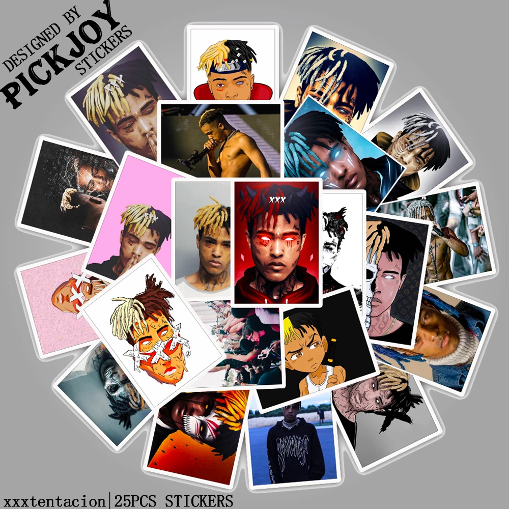 

25pcs/Pack Hip Pop Rapper xxxtentacion Sticker Waterproof Kids Toy Stickers for Luggage Laptop Phone Skateboard Decal