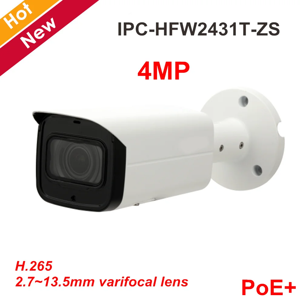 

New 4MP IP Camera IPC-HFW2431T-ZS IR Bullet Security Camera 2.7~13.5mm Varifocal lens Support SD Card 128g and POE IP cam System