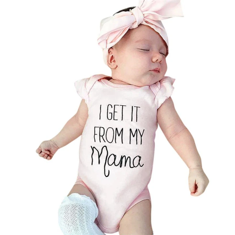 

Set toddler girls summer clothing Letter Clothes Infant Jumpsuit Romper+Headband Outfits 2018MAR22