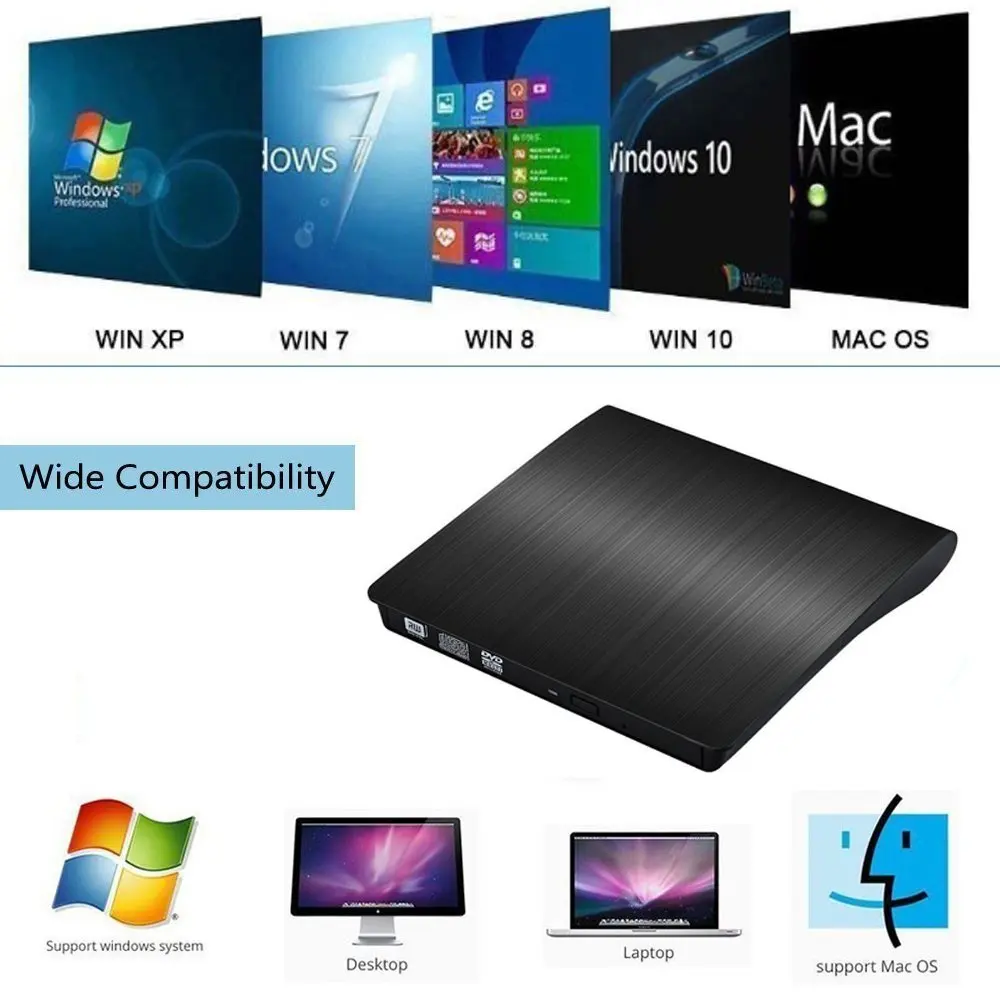 USB 3,0 LightScribe DVD-ROM CD-RW DVD-RW горелки внешний диск Для iMac/MacBook Air/Pro ПК, ноутбука, настольного компьютера