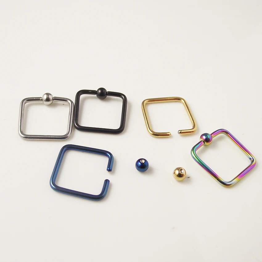2 Pieces/lot 16G 1.2mm Stainless Steel Captive Hoop Rings Eyebrow Tragus Earring Square Nose Ring Body Piercing Jewelry | Украшения и