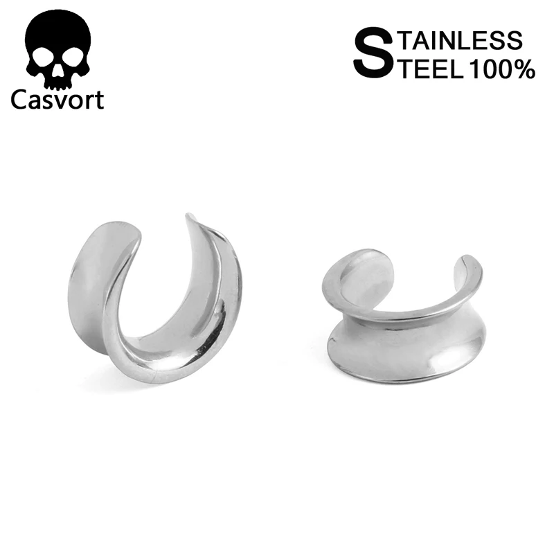 Casvort 2 PCS New Saddle Ear Tunnel Plug Piercing Ring Expander Studs Stretchers Fashion Body Piercing Jewelry Earrings Gift