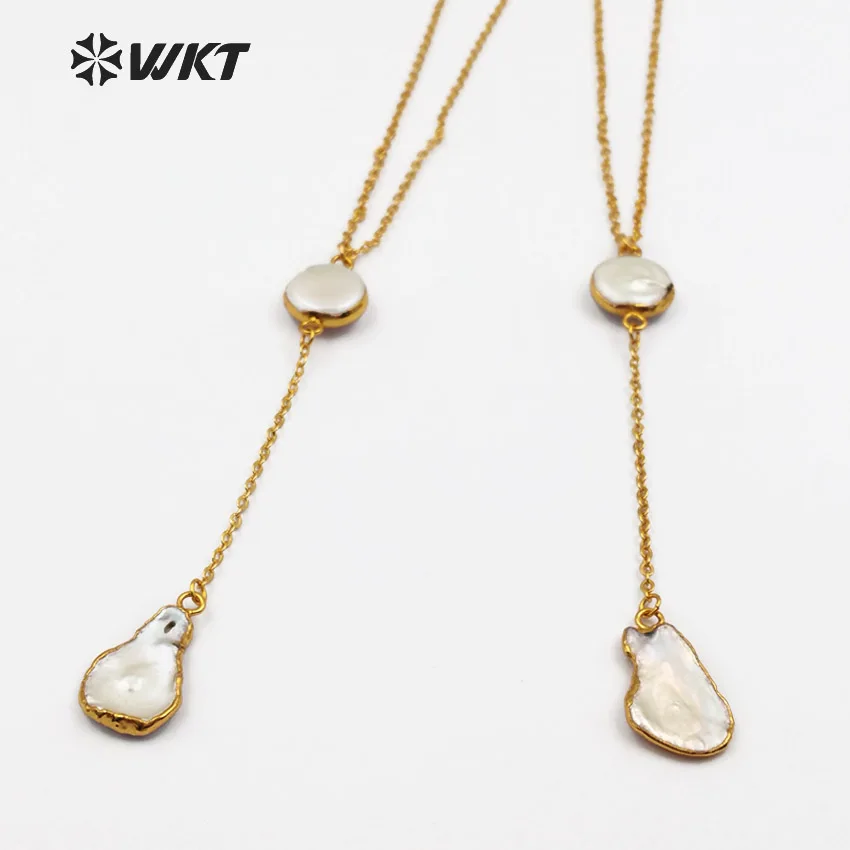 

WT-N1127 Wholesale Special Custom Natural Baroque Pearl With Round Shape 18k Gold Electroplated For Girl Birthday Gift