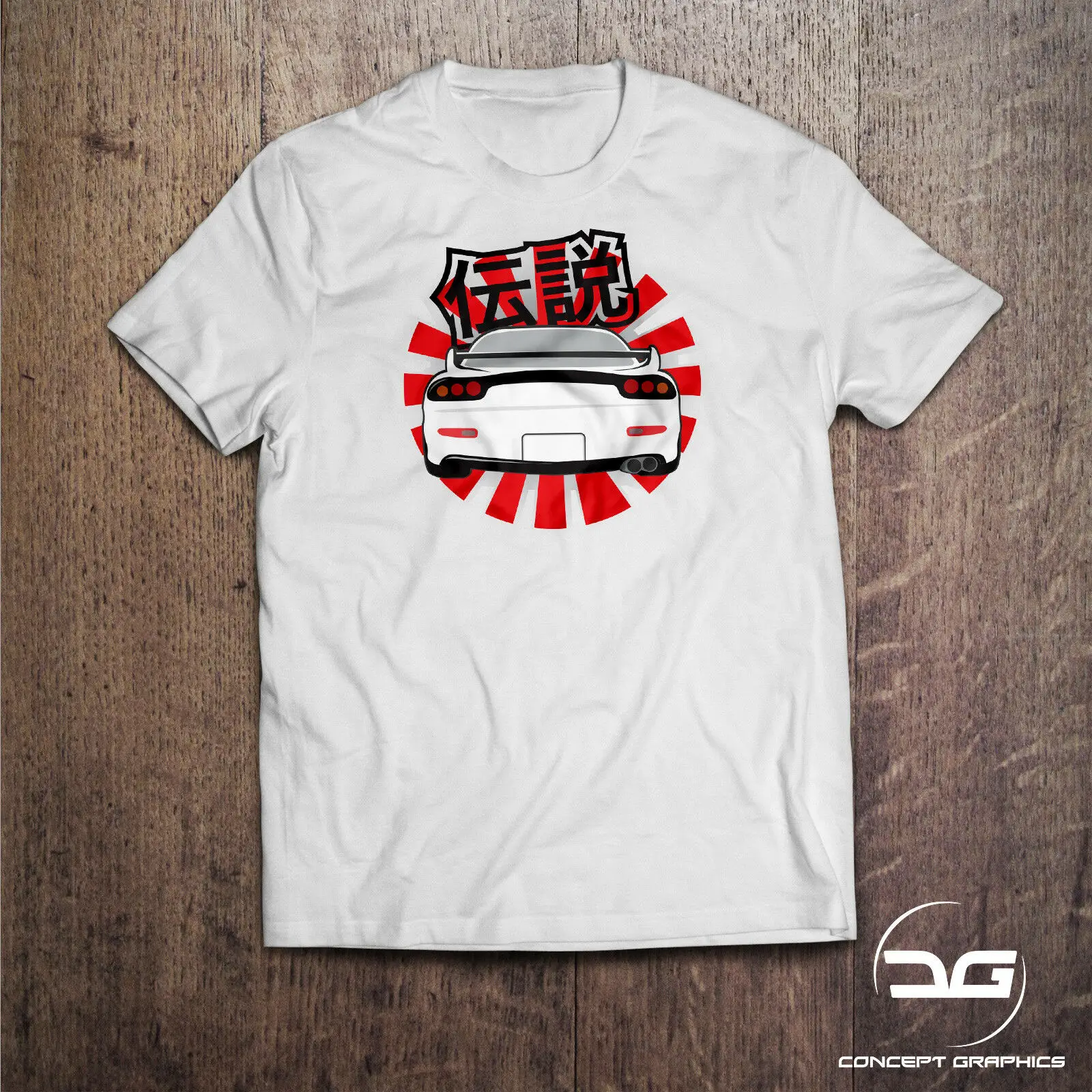 Kanji Legends JDM Japanese Inspired Rising Sun RX7 Drift Car Mens T-Shirt Gift | Мужская одежда
