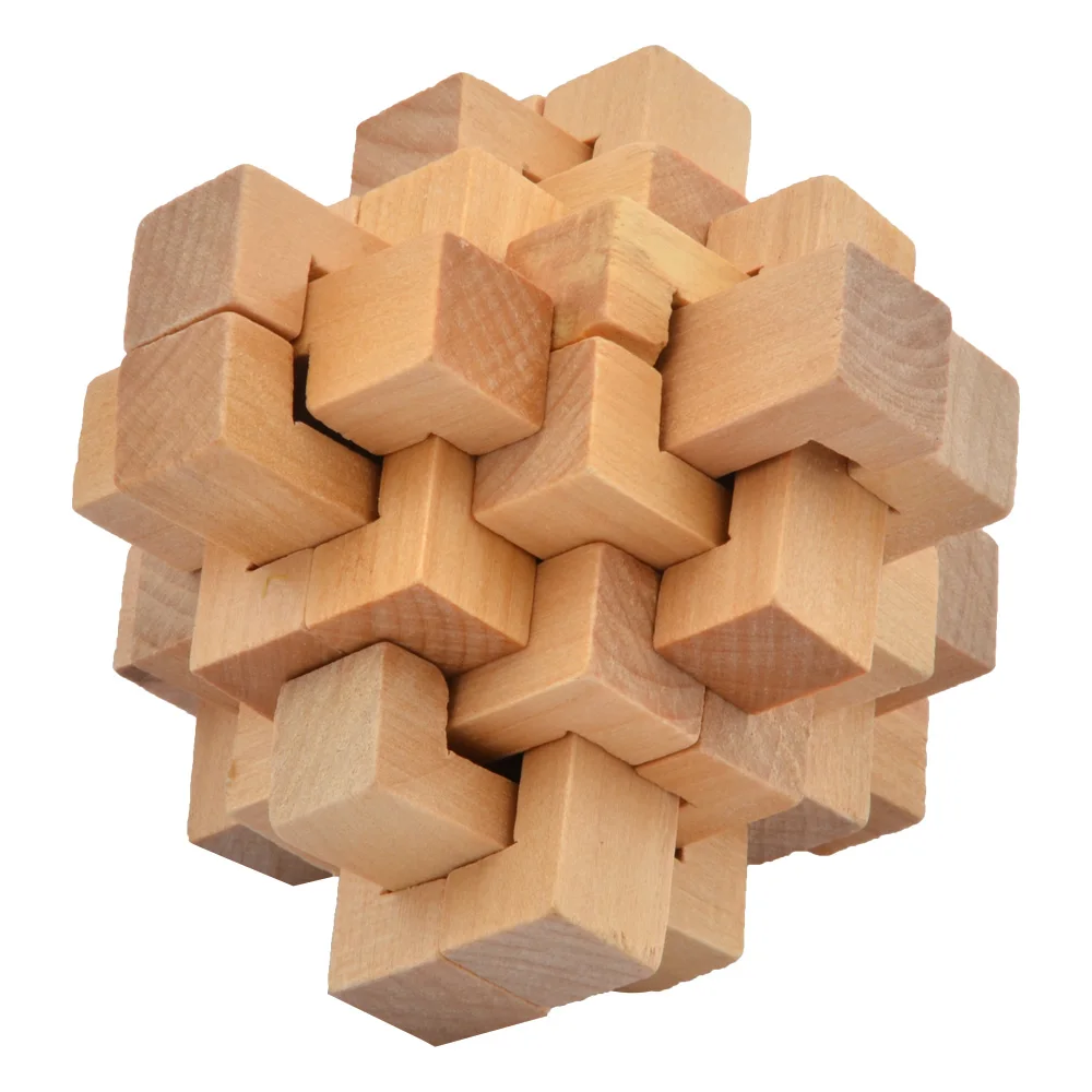Новый дизайн IQ Brain Teaser Kong Ming Lock 3D деревянная Блокировка заусенцев Пазлы Mind игра