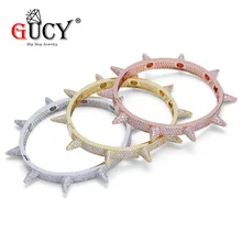 GUCY Iced Out Bling Cubic Zirconia Luxo хип хоп Rosa de Ouro Prata заклепки Pulseiras Браслеты Presentes Para Mulheres Dos Homens