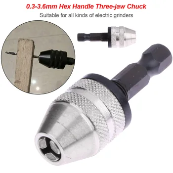 

1pc Keyless Drill Chuck Screwdriver Impact Driver Adapter 1/4 '' Hex Shank Drill Bit Tool Sliver Black Color